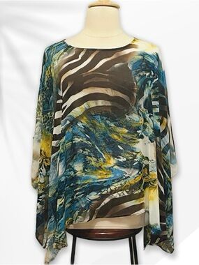 Chico's Abstract Print Poncho sz M/L